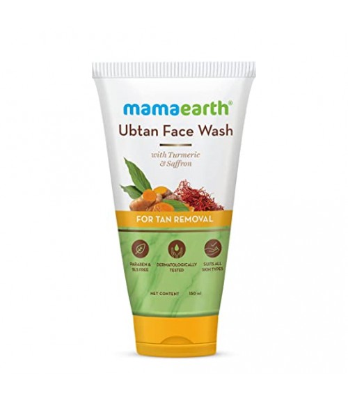 Mamaearth Ubtan Natural Face Wash For All Skin Type With Turmeric & Saffron For Tan Removal 150 Ml